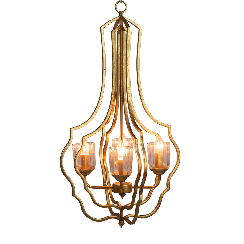 4 Light Metal Chandelier, Hanging Light Fixture With Adjustable Chain For Kitchen, Bulb Not Included - Gold by Couch.com
