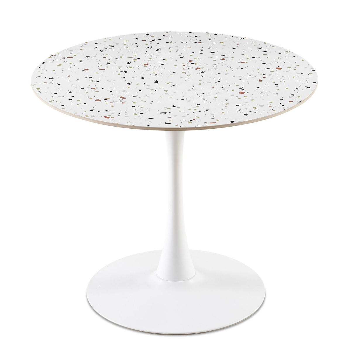 Mid-Century Stone Round Dining Table For Dining Room, Living Room, Cafe, Easy Clean - White by Couch.com