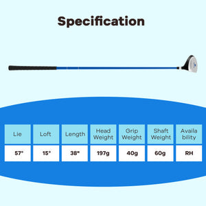 38 Inch 165CC Junior #3 Fairway Wood Golf Club with Fiberglass Shaft for Kids Ages 11-14-Blue