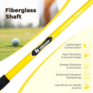 34 Inch 165CC Junior #3 Fairway Wood Golf Club with Fiberglass Shaft for Kids Ages 8-10-Yellow