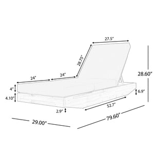 Acacia Wood Chaise Lounge with Cushion