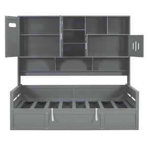 Daybed With All-In-One Cabinet And Shelf