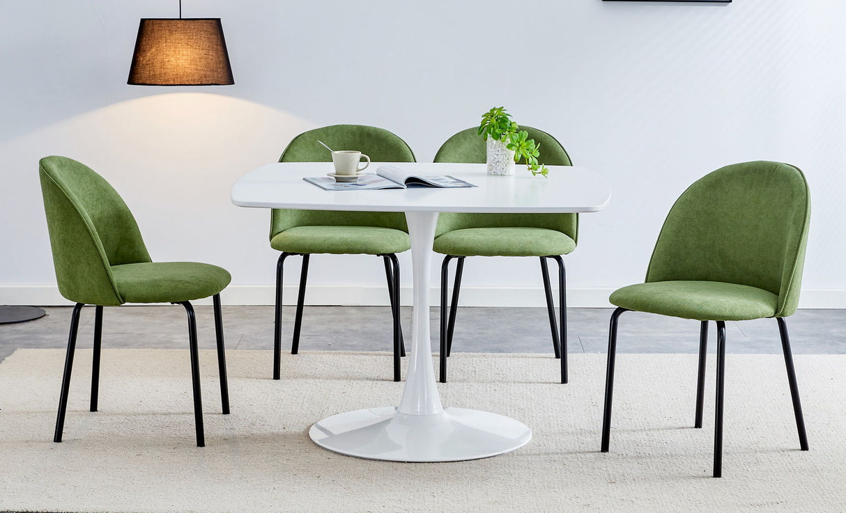 5 Pieces Dining Set, Table Metal Leg Mid-Century Dining Table For 4 - 6 People With MDF Table Top, Pedestal Dining Table, End Table Leisure Coffee Table - Army Green by Couch.com