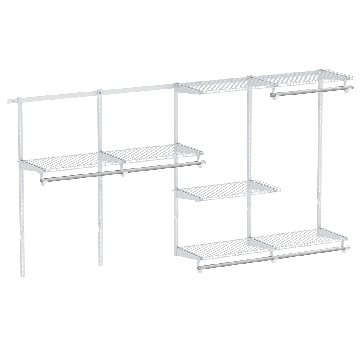 Closet System 4-8 FT Wall-Mounted Closet Shelves and Rod-White