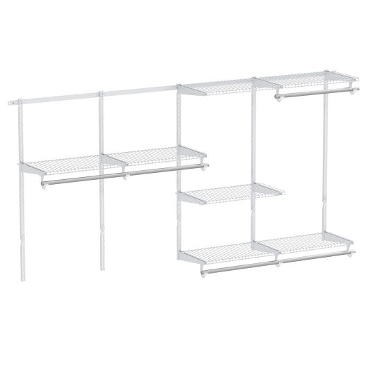 Closet System 4-8 FT Wall-Mounted Closet Shelves and Rod-White