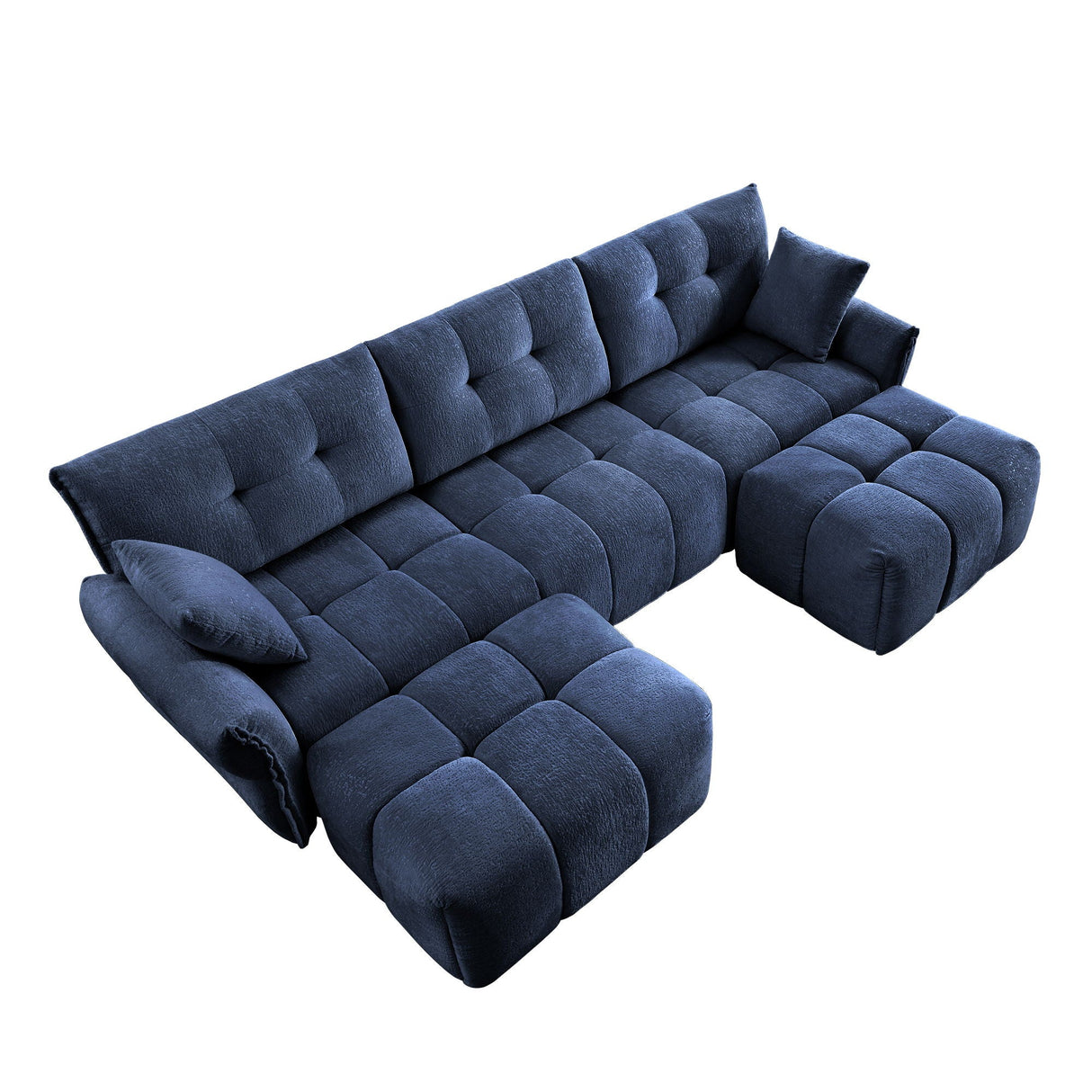 Elegant Sofa Set With Ottoman And Pillows, Textured Chenille, High Resilience Cushions by Couch.com