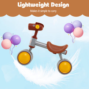 Baby Balance Bike No Pedal 4-Wheel Bicycle-Brown