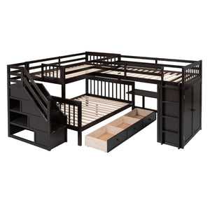 L Shaped Bunk Bed With 3 Drawers, Portable Desk And Wardrobe by Couch.com