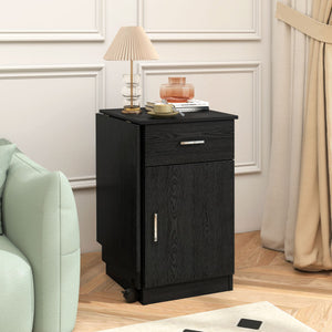 Folding Computer Desk with Drawer Mobile Home Office Desk with Cabinet-Black
