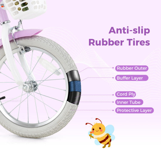 16 Inches Girls Bike Kids Bicycle with Doll Seat and Streamers for Children 4-7 Years Old