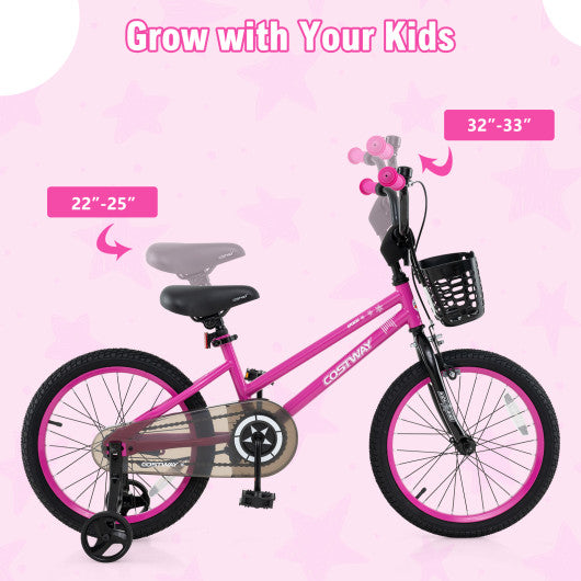16 Inch Kids Bike Adjustable Bicycle with Front Basket for Children Aged 4-7 Years Old