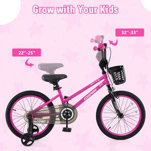 16 Inch Kids Bike Adjustable Bicycle with Front Basket for Children Aged 4-7 Years Old