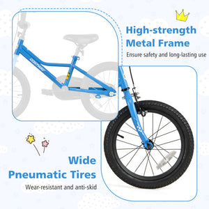 14 Inch Kids Bike with Removable Training Wheels for Aged 3-5 Years Old