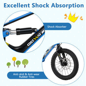 16 Inch Kids Bike Adjustable with Shock Absorber and Bell for Aged 4 to 7-16 inches