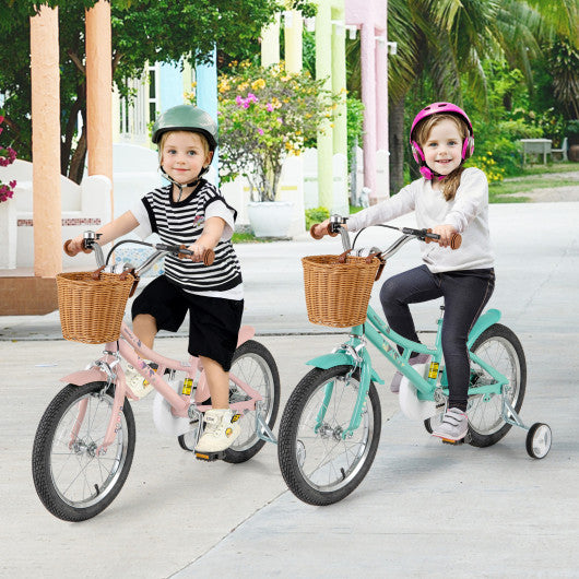 16 Inch Kids Bike Retro Bicycle with Adjustable Height and Basket for Ages 4-7 Years Old-16 inches