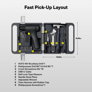 16V Brushless Drill Tool Kit