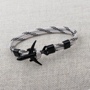 Modern Fashion Airplane Anchor Bracelets Men Charm Rope Chain Paracord Bracelet Women Male Air Force Style Wrap Metal Sport Hook Gift