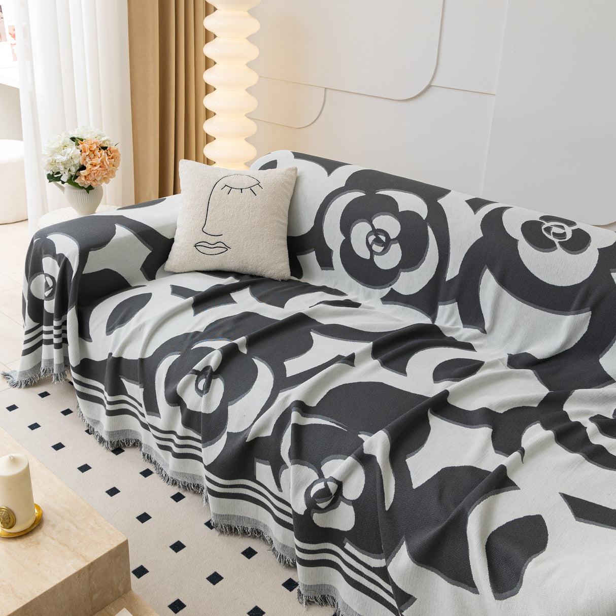 Chenille Sofa Cover Blanket, Couch Cover Blanket Throws for Couches Living Room Furniture Throw Covers