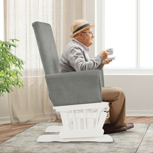 Baby Nursery Relax Rocker Rocking Chair Glider and Ottoman Cushion Set-Gray