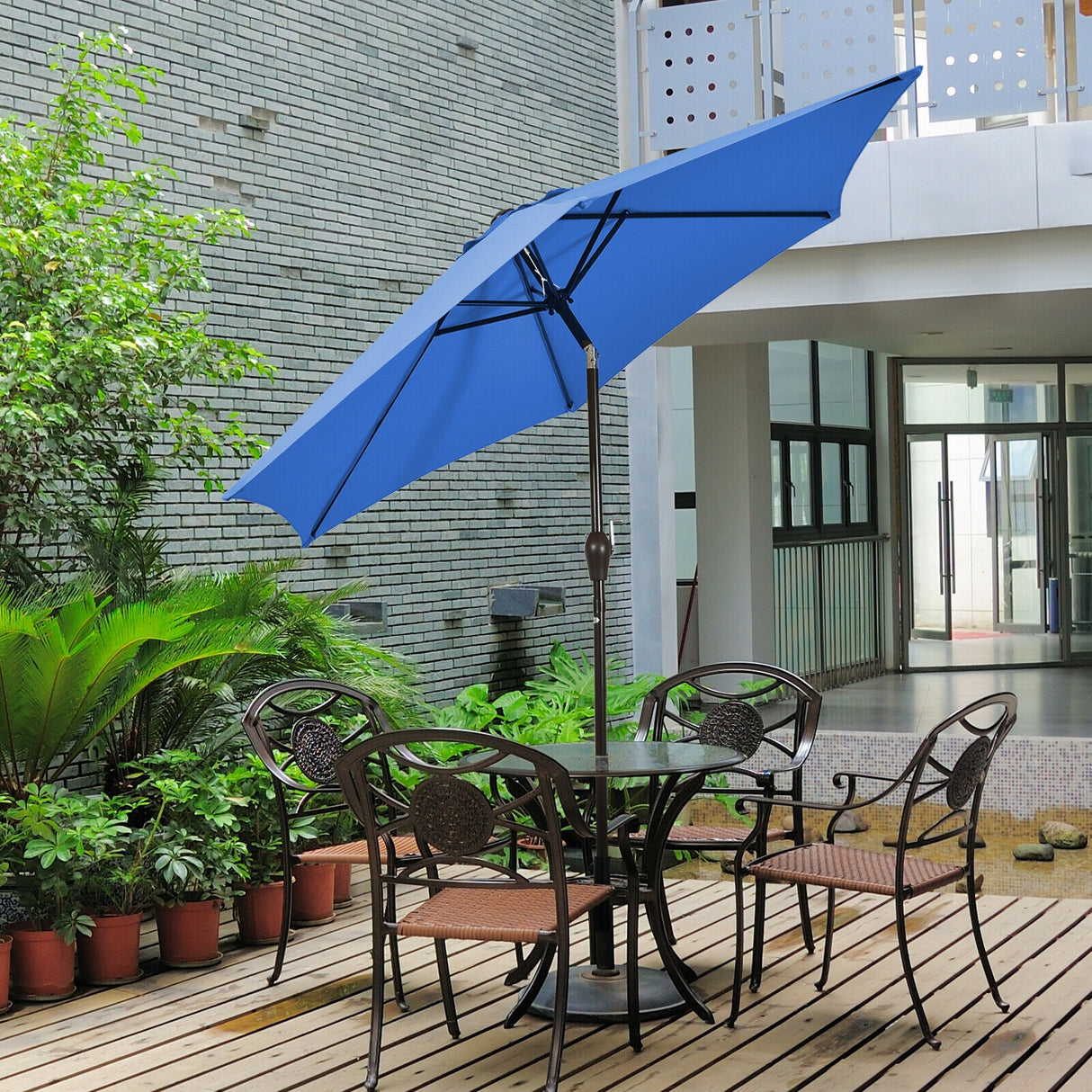 9 ft Patio Outdoor Umbrella with Crank-Orange