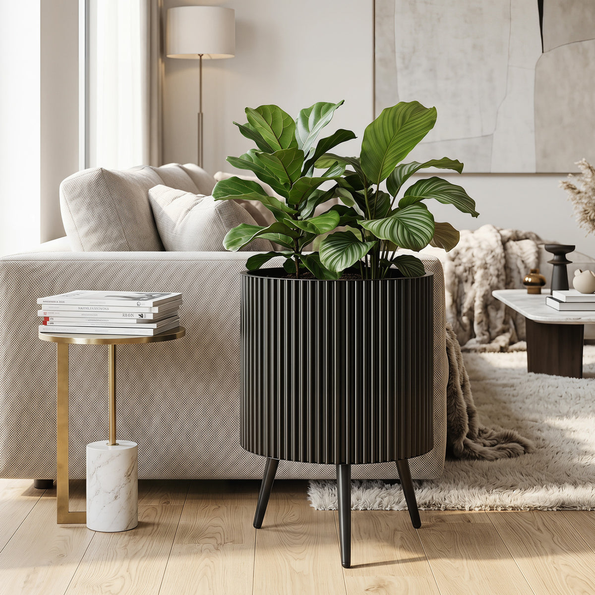 16.5 Inch Plant Pot with Stand and Tapered Legs for Garden