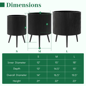 16.5 Inch Plant Pot with Stand and Tapered Legs for Garden