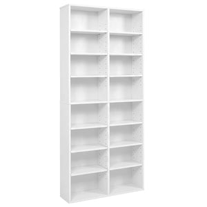 16 Compartment CD Storage Unit 54" Freestanding Open Display Shelf with 12 Removable Shelves-White