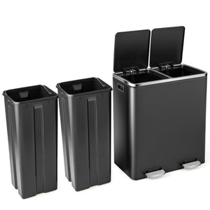 16 Gallon Dual Step Trash Can-Black