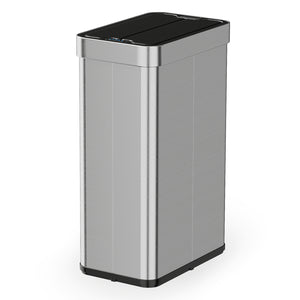 16 Gallon Trash Can with Wing Lids for Bedroom Bathroom Kitchen-Silver
