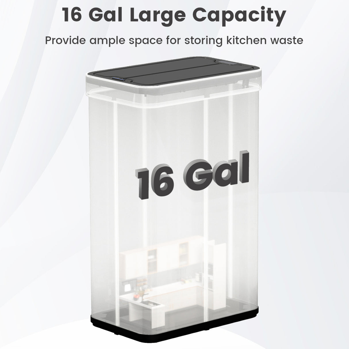 16 Gallon Trash Can with Wing Lids for Bedroom Bathroom Kitchen-Silver