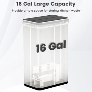16 Gallon Trash Can with Wing Lids for Bedroom Bathroom Kitchen-Silver