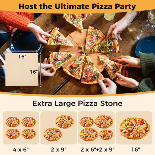 Outdoor 16 Inch 2-Layer Wood Fired Pizza Oven with Square Stone-Black
