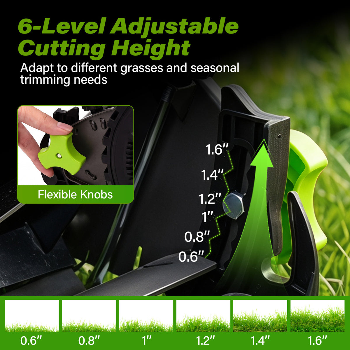 16 Inch Adjustable Cutting Heights 5-Blade Push Reel Lawn Mower with 8 Gal Removable Grass Catcher Bag-Green