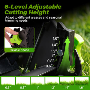 16 Inch Adjustable Cutting Heights 5-Blade Push Reel Lawn Mower with 8 Gal Removable Grass Catcher Bag-Green