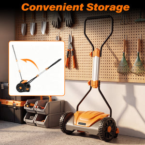 16 Inch Adjustable Cutting Heights 5-Blade Push Reel Lawn Mower with 8 Gal Removable Grass Catcher Bag-Orange