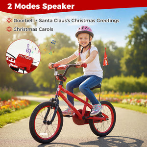 16 Inch Kids Bike Adjustable with Christmas Music & Flag for Aged 4-7 Years Old