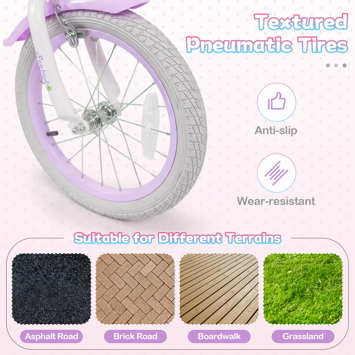 16 Inch Kids Bike Adjustable with Basket and Streamers Purple - Princess of the Sea Theme