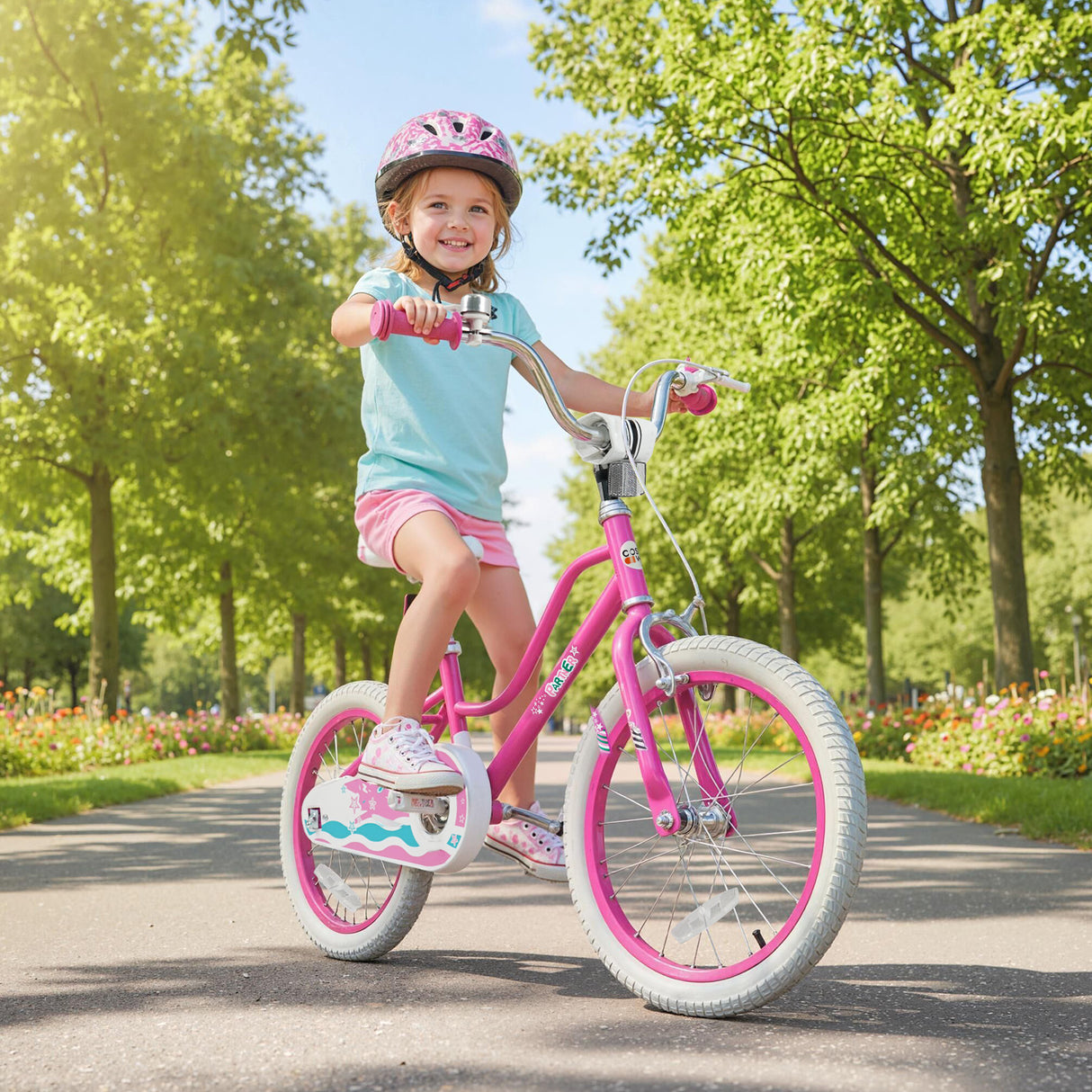 16 Inch Kids Bike for Aged 3-8 Years Old with Adjustable Handlebar Pink- Starlight Wave