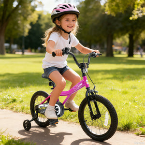 16-Inch Kids Bike with Removable Training Wheels Pink-Brave Hero