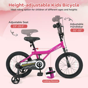 16-Inch Kids Bike with Removable Training Wheels Pink-Brave Hero