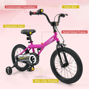 16-Inch Kids Bike with Removable Training Wheels Pink-Brave Hero
