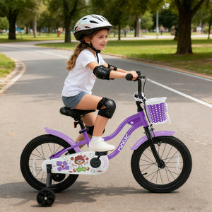 16 Inch Kids Bike with Training Wheels for Aged 4-7 Years Old - Magic Purple