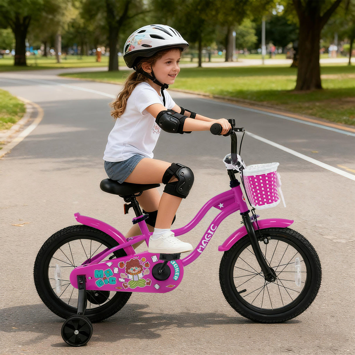 16 Inch Kids Bike with Training Wheels for Aged 4-7 Years Old - Magic Rose