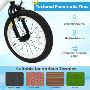 16 Inch Kids Bike with Training Wheels for Ages 4-7 Years Old White- Street Art Time