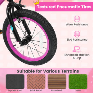 16 Inch Kids Bike with Training Wheels for Ages 4-7 Years Old Pink- Street Art Time