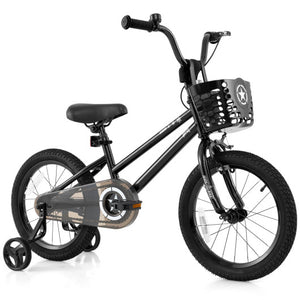 16 Inch Kids Bike with Basket and Training Wheels for Children Aged 4-7 Years Old