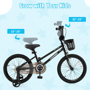 16 Inch Kids Bike with Basket and Training Wheels for Children Aged 4-7 Years Old