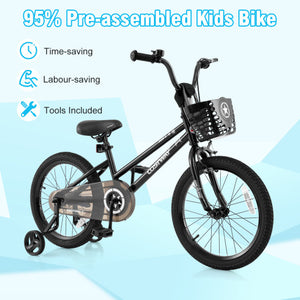 16 Inch Kids Bike with Basket and Training Wheels for Children Aged 4-7 Years Old