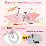16 Inch Kids Bike with Training Wheels and Basket for Boys Girls 4-7 Years Old-16 inches