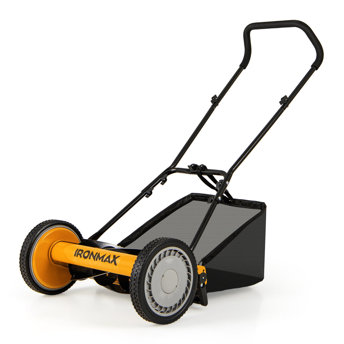 16 Inch Push Lawn Mower with 5 Steel Blades and Grass Catcher Bag-Orange